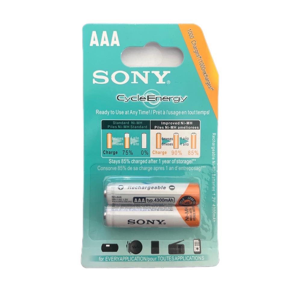 باتری نیم‌ قلمی شارژی سونی SONY  مدل 4300 میلی‌ آمپر بسته 2 عددی